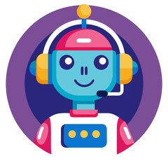 Chatbot Icon Vector Illustration Featuring AI Robot with Headset

