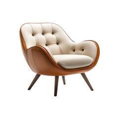 Modern minimalist chair isolated on a transparent background. Contemporary furniture design.