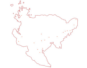 佐賀県　地図　白　斑点　イラスト