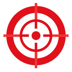 Target icon vector illustration with red crosshair symbol in flat style

