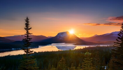 Fototapeta premium Majestic sunrise over mountains of Charlevoix