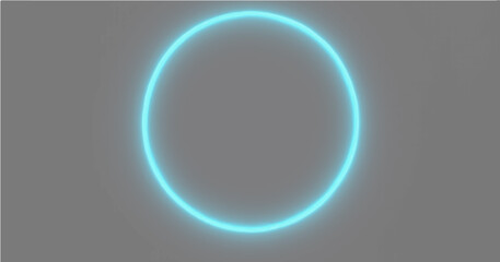 Vector illustration featuring a solid, uniform light gray background. Centered within the frame is a circular ring element. The ring itself is defined by a thin, sharp, white line. Surrounding this