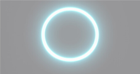 Vector illustration featuring a solid, uniform light gray background. Centered within the frame is a circular ring element. The ring itself is defined by a thin, sharp, white line. Surrounding this 
