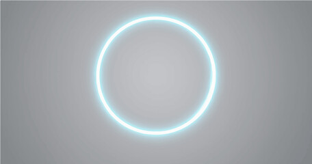 Vector illustration featuring a solid, uniform light gray background. Centered within the frame is a circular ring element. The ring itself is defined by a thin, sharp, white line. Surrounding this 