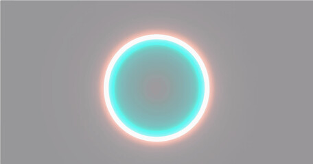 Vector illustration featuring a solid, uniform light gray background. Centered within the frame is a circular ring element. The ring itself is defined by a thin, sharp, white line. Surrounding this 