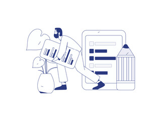 Flat vector illustration of business people operating work scene
