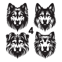 Naklejka premium create 4 dog head silhouette vector on white background 