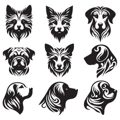 Obraz premium create 4 dog head silhouette vector on white background 