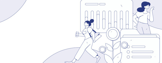 Flat vector illustration of business people operating work scene
