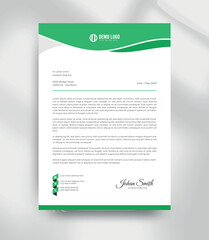 Clean A4 Business Letterhead Template with Green Curve Design