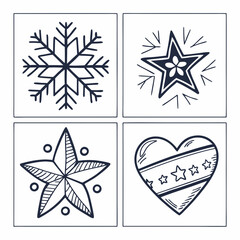 Obraz premium Winter Sketch Icons Featuring Snowflake Designs