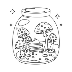 Magic Jar coloring pages, Simple, Easy, and Large Print Designs for Adults and Kids. Bold and easy coloring page, line art vector illustration. 
