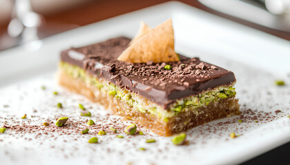 Chocolate bar with pistachio kunafa. Dubai chocolate