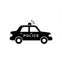 Editable Solid Style Police Car Icon for Vector Graphics
