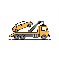 Naklejka premium Car Towing Truck Icon with Vehicle Lift Illustration