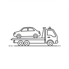 Tow Truck with Disabled Vehicle and No Parking Sign Illustration
