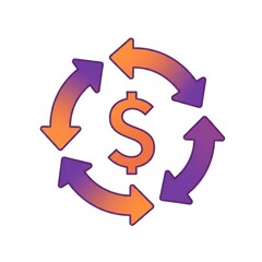 Money Circulation Icon: Dollar Sign with Revolving Arrows