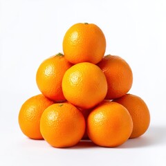 Pile of oranges arranged nicely on white background