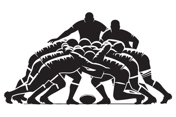 Rugby Scrum Silhouette Team Sport Vector Illustration Design