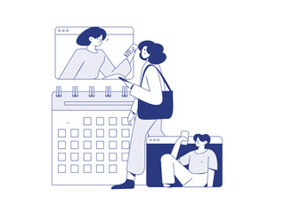 Flat vector illustration of business people operating work scene
