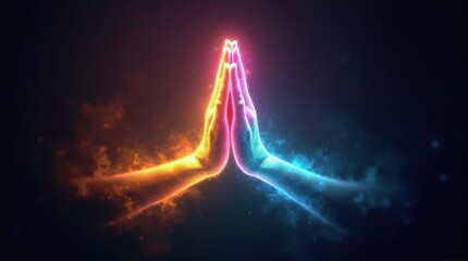 Day of pray spiritual hands united in hope ethereal environment inspirational concept