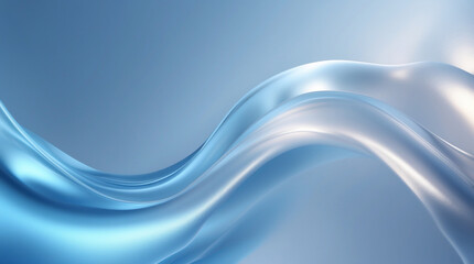 Obraz premium Serene blue and silver waves flowing gracefully, creating a calming and ethereal visual experience with smooth, luminous textures.
