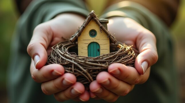 Day of pray for harmony a symbolic nesting home in nature touching lives in tranquil surroundings