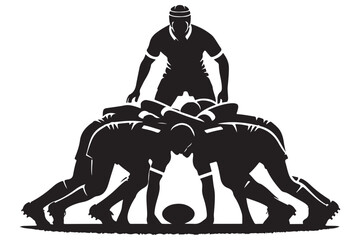 Dynamic Rugby Scrum Silhouette Vector Illustration Sports Design