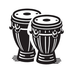Passionate Bongo Drums silhouette, the pulse of Latin dance – Bongo Drums illustration – Bongo Drums vector – Musical instrument silhouette

