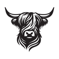 Majestic Highland Cow Silhouette Vector Illustration for Scottish Designs