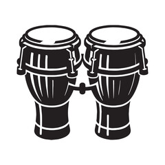 Authentic Bongo Drums silhouette, tapping the rhythm of tradition – Bongo Drums illustration – Bongo Drums vector – Musical instrument silhouette

