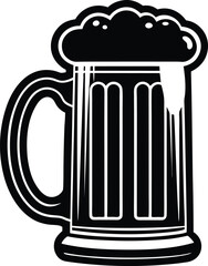 Beer Mug Silhouette Black Vector – Bar Drink Icon Graphic