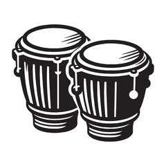 Upbeat Bongo Drums silhouette, creating festive rhythms – Bongo Drums illustration – Bongo Drums vector – Musical instrument silhouette

