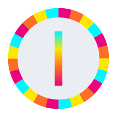 Obraz premium Rainbow Gradient CAPITAL Letter I on Dark Background with Multicolor Circle Frame