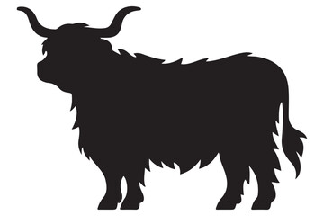 Highland Cattle Silhouette Vector Illustration Scottish Cow Design Idea