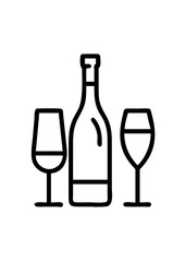 Black and White Wine Bottle and Glass Silhouettes