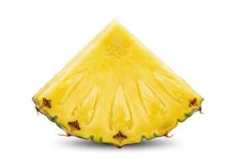 A single wedge of fresh pineapple isolated on white background