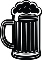 Beer Mug Silhouette Black Vector – Bar Drink Icon Graphic
