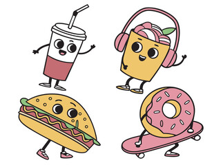 Cute Food and Robot Characters