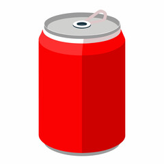Soda drink in red aluminum can vector on white background.