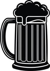 Beer Mug Silhouette Black Vector – Bar Drink Icon Graphic