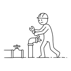 Sticky Man Fixing Pipes