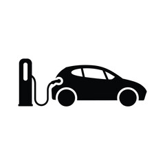 Electric Car Charging at a Charging Station