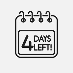Countdown daily page calendar icon - 4 days left