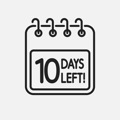 Countdown daily page calendar icon - 10 days left