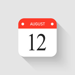 Vector icon page day calendar - 12 August month