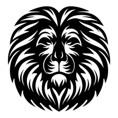 Majestic Lion Head in Black and White with Bold Tribal Aesthetic