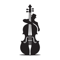 Naklejka premium Resonant Cello silhouette, vibrating with beautiful tones – Cello illustration – Cello vector – Musical instrument silhouette