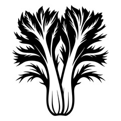 Stylized vector illustration of a bunch of celery in black and white