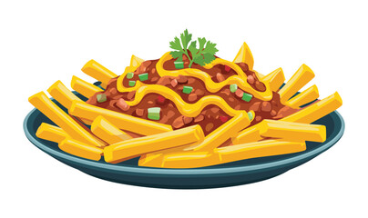 French Fries and Ketchup - Vector Illustration